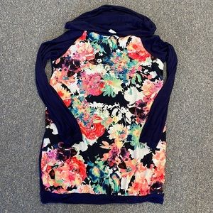 Navy/floral Pink Blush maternity hooded top XL